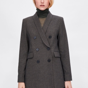 Check blazer with contrast buttons